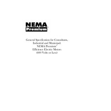 General Specification for Consultants, Industrial and Municipal: NEMA Premium - Efficiency Electric Motors (600 V or Less)